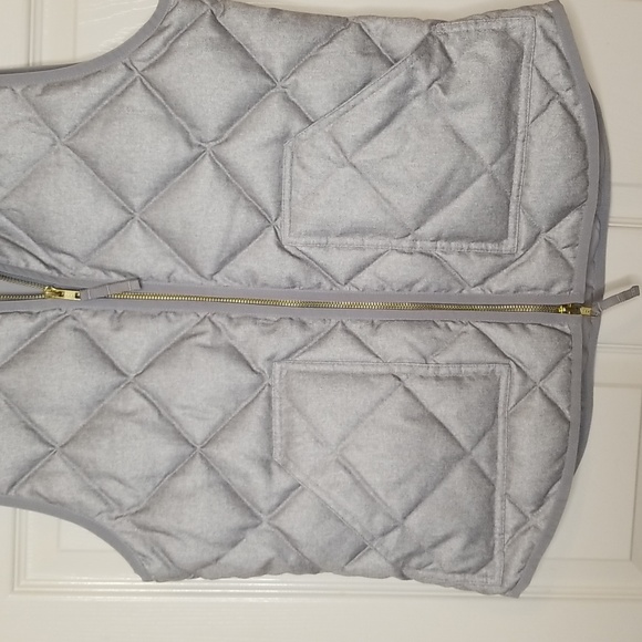 J. Crew Womens Light Grey Down Puffer Vest Jacket Quilt Print Sleevless - Picture 4 of 13